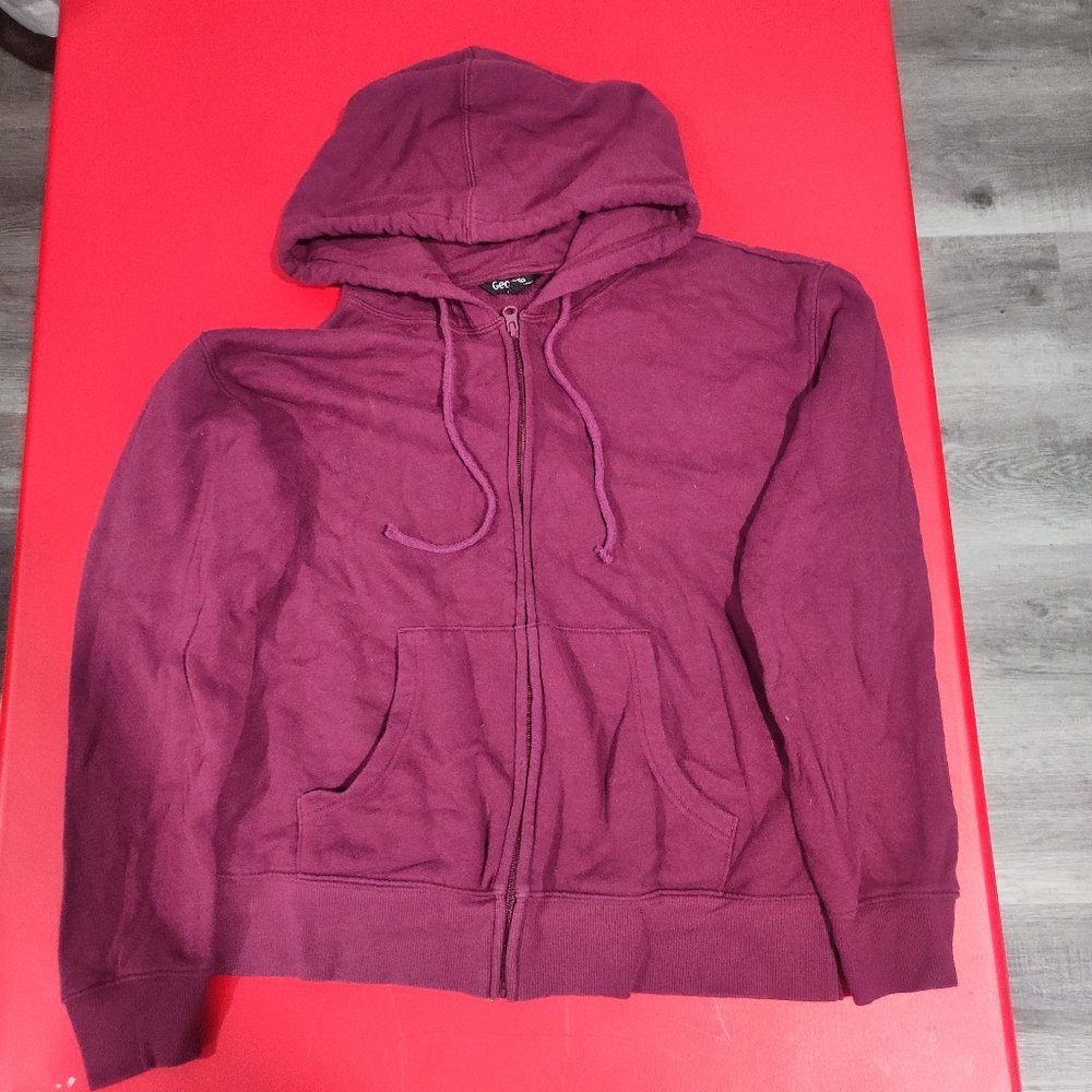 George maroon zip up hoodie with kangaroo pocket women's size M